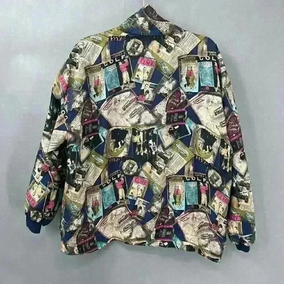 Activology Vintage 90s Bomber Jacket Womens Large Golf Novelty Eclectic Grandpa - Picture 2 of 13